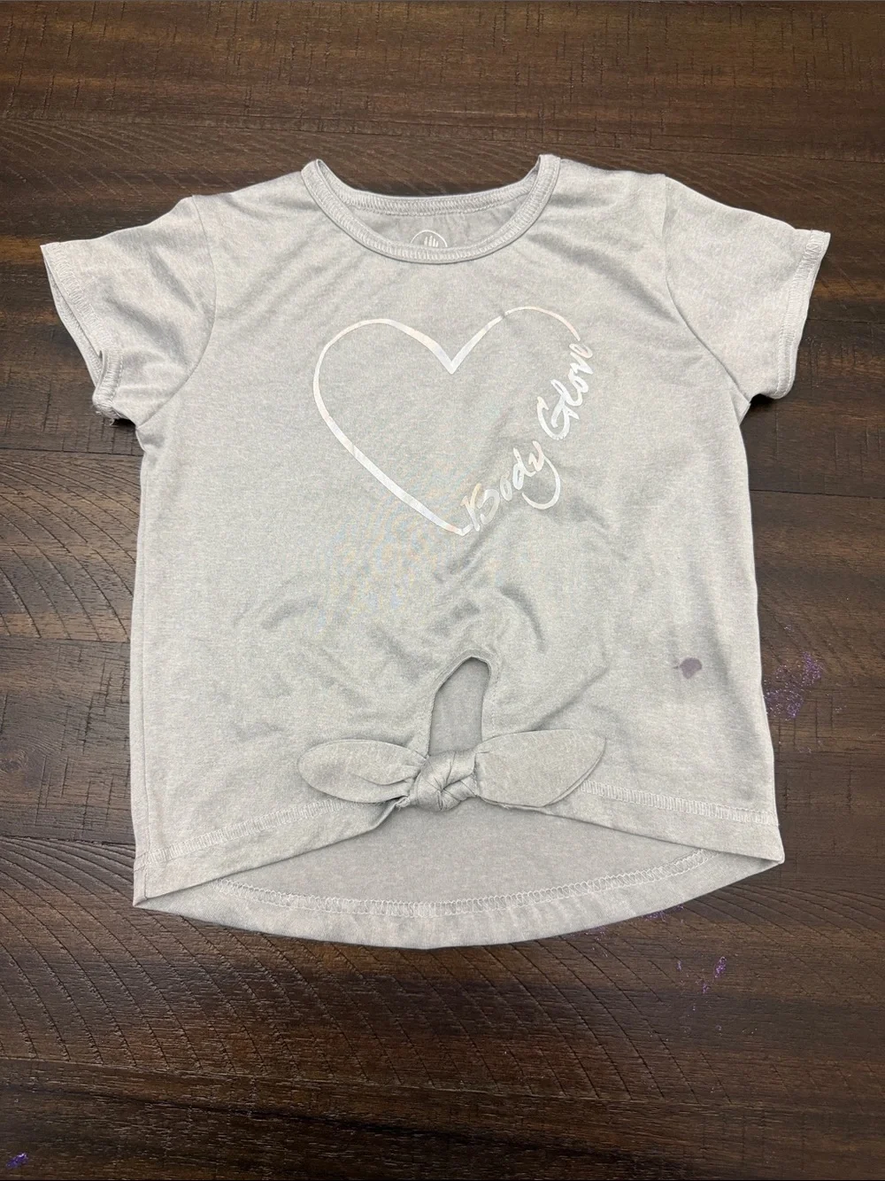 Girls' Gray Heart Tie-Front Tee